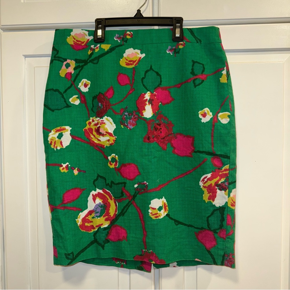 J. Crew The Pencil Skirt Style B8203 Basketweave Cotton Multi Color Size 2